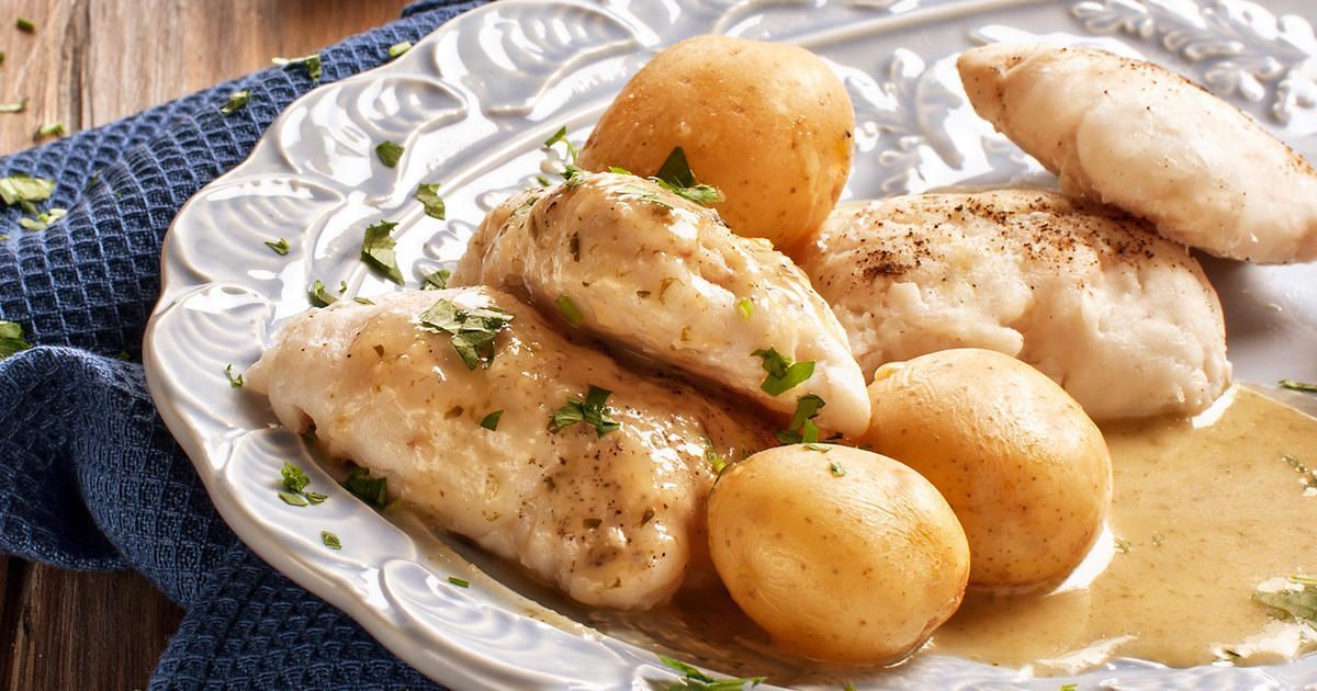 Prato de pescada e batatas